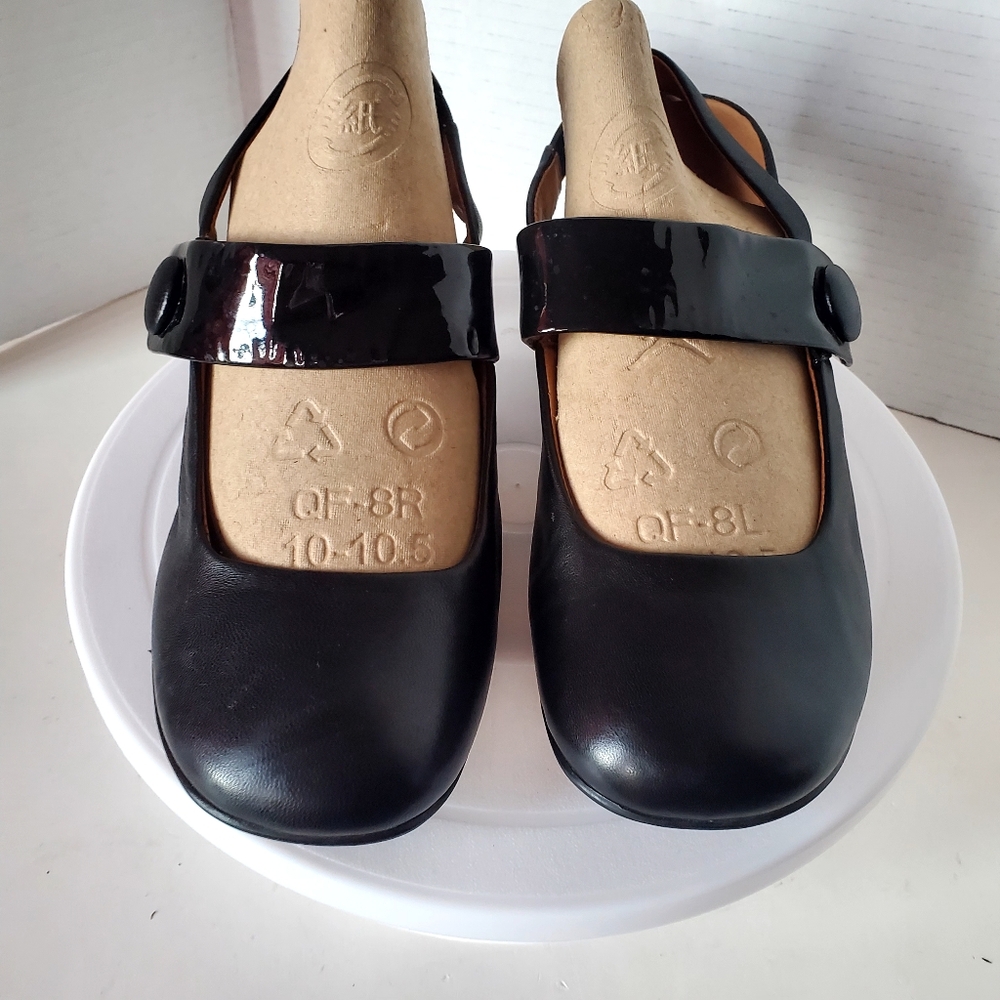 Gentle Soul Black Leather Mary Jane Sling Back Shoes Size 8.5 - Picture 2 of 6
